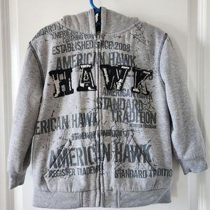 Sz 5/6 American‎ Hawk gray zippered lined hoodie